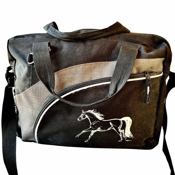 Messenger Bag Laptop Computer Horse Art Dual Handles & Shoulder Strap Pockets - Picture 3 of 11